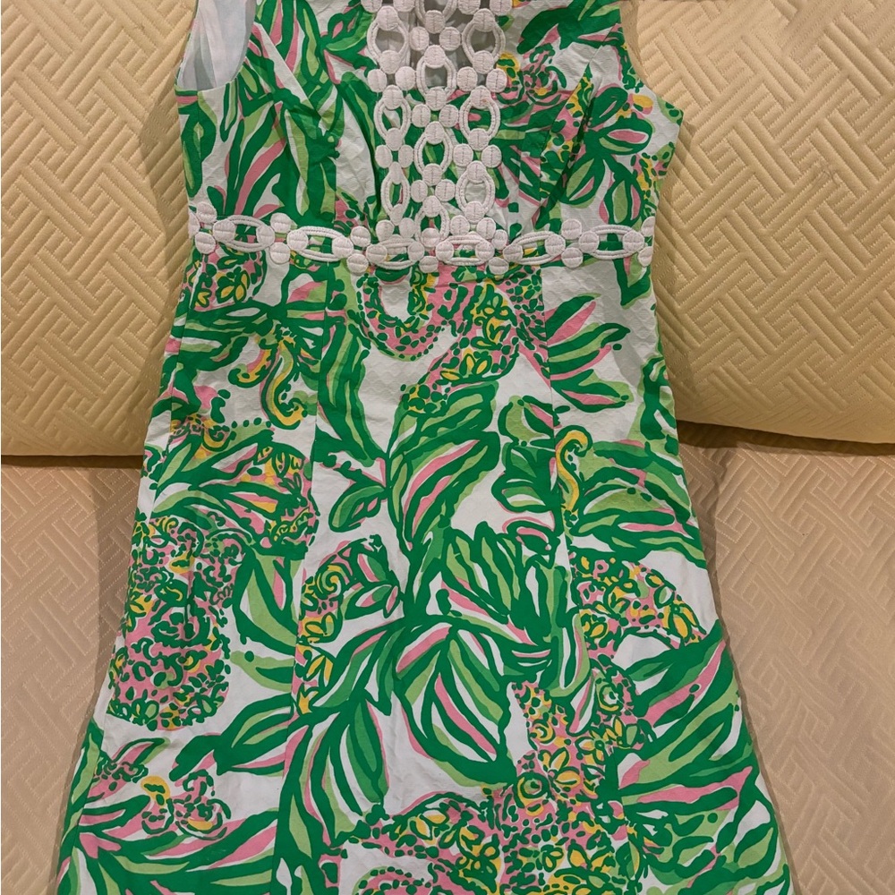 Lilly Pulitzer Green and Pink Midi Dress